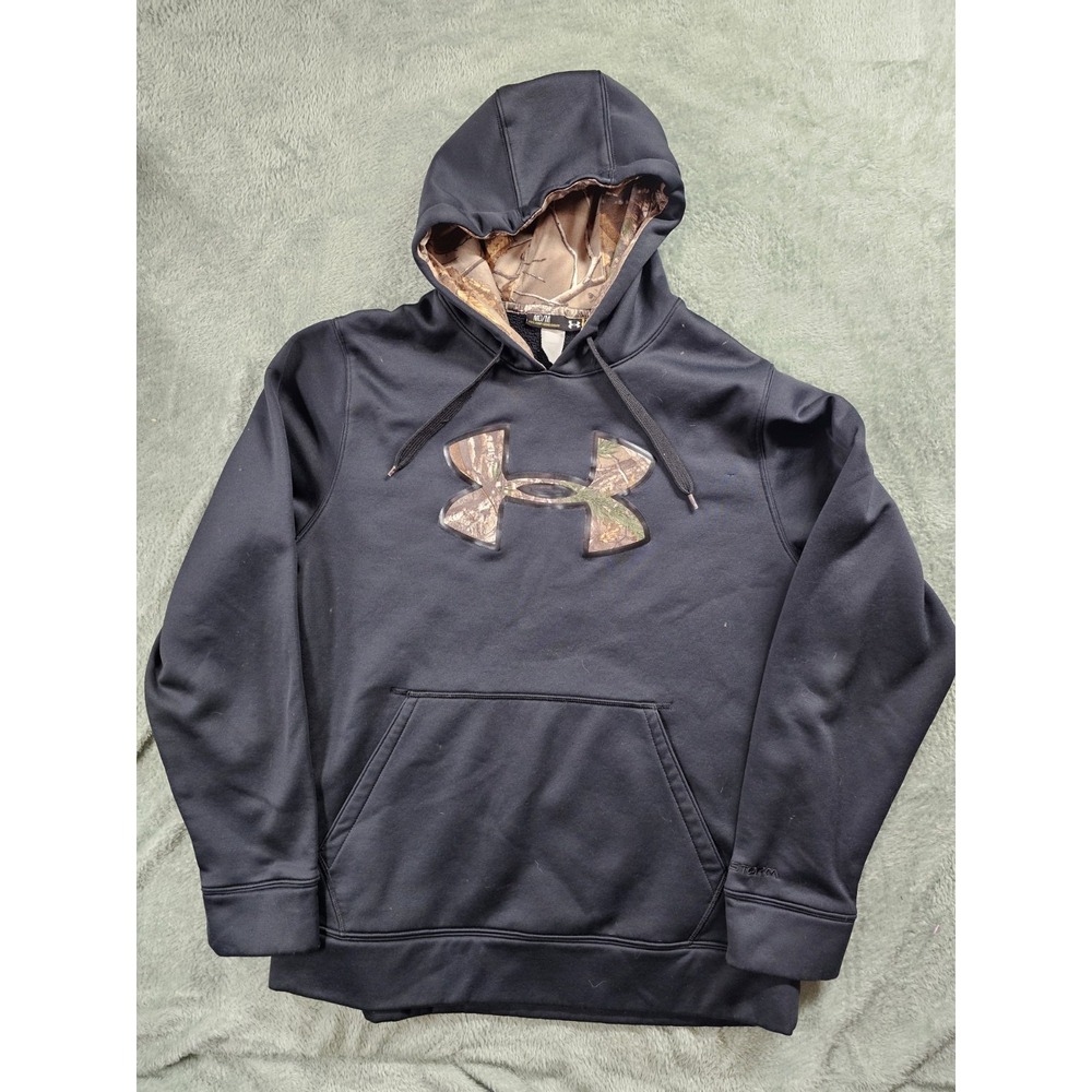 Under Armour Black Realtree Camo Logo Pullover Hooded Sweatshirt Medium Hoodie